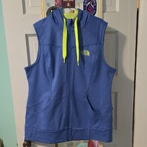 The North Face Blue Vest with Neon Yellow Accents